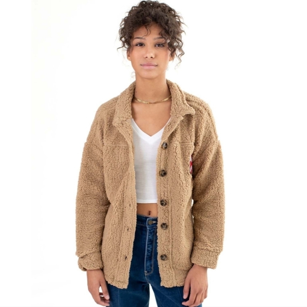 Derek Heart Sherpa Mushroom Shacket Size L - Picture 3 of 12